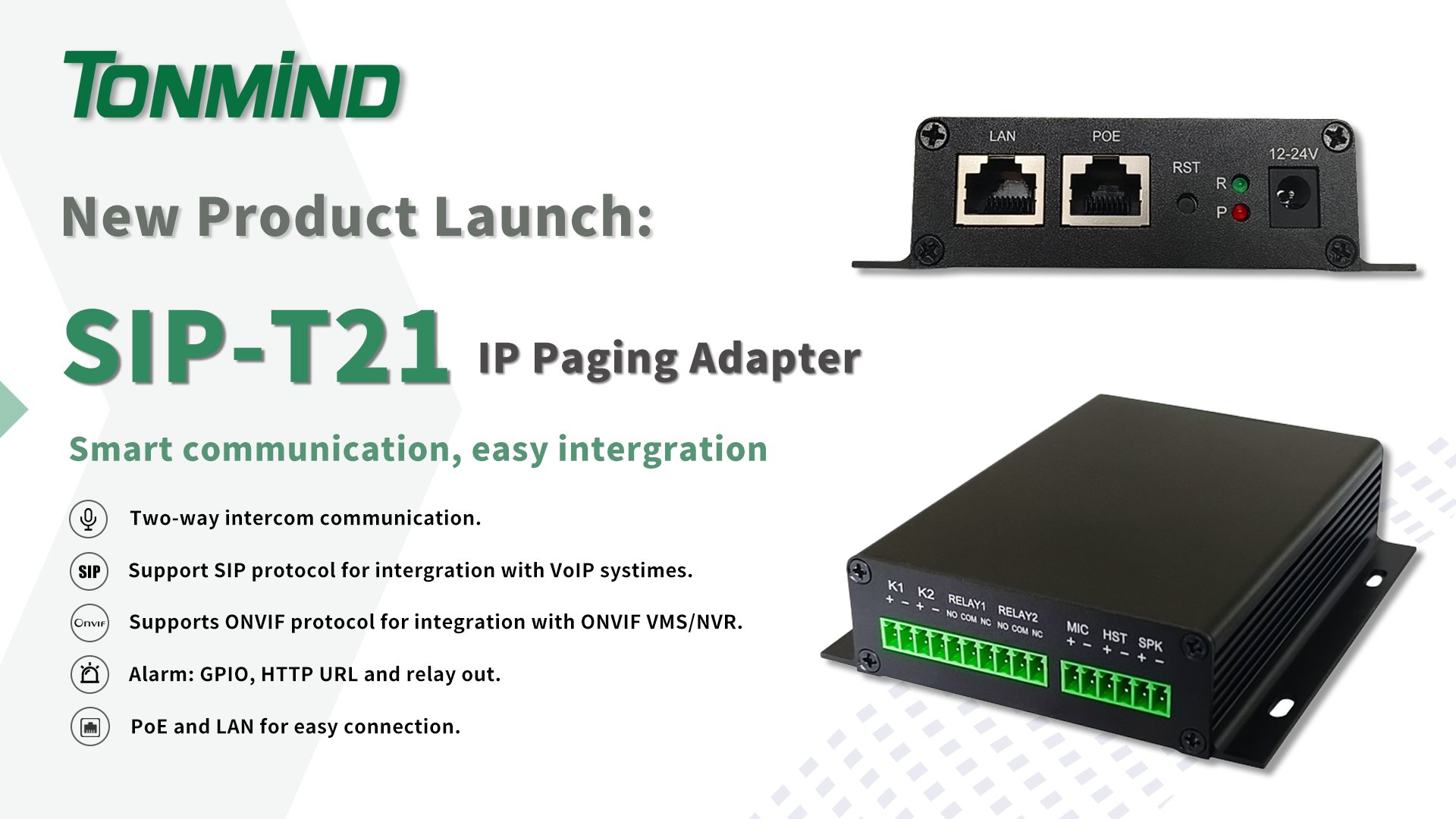 Annonce de lancement de produit : Tonmind présente l'adaptateur de radiomessagerie IP SIP-T21