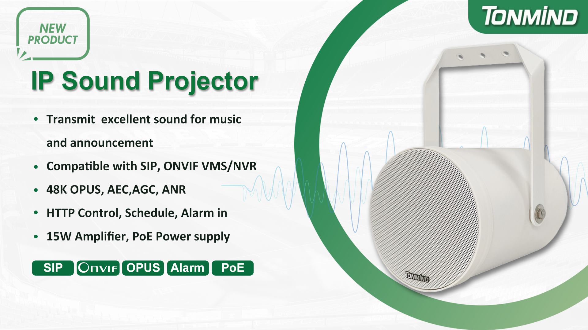 Tonmind lance un nouveau projecteur sonore IP pour des applications audio intérieures polyvalentes